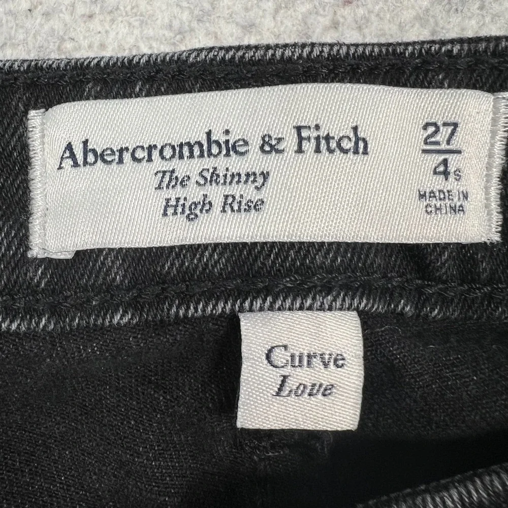 Abercrombie & Fitch Jeans Womens 27 Curve‎ Love Skinny High Rise Split Hem Black